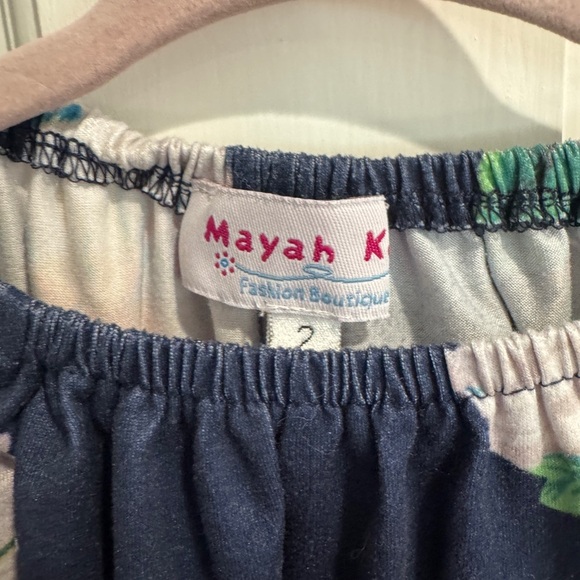 Mayah Kay 2T Girls White & Blue Floral 3/4 Sleeve Top Blouse - Picture 4 of 7